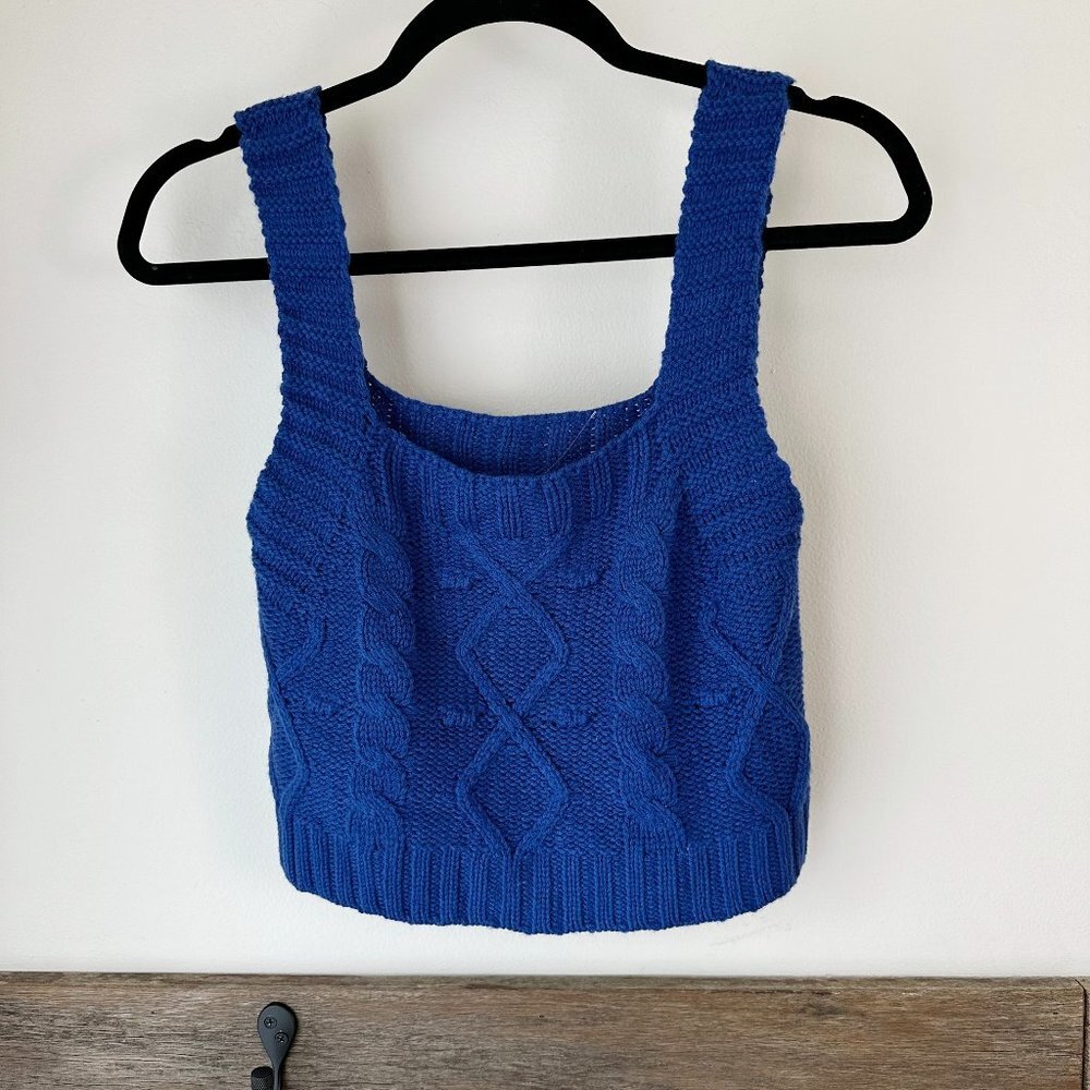 Kendall & Kylie Royal Blue Cable Knit Crop Tank